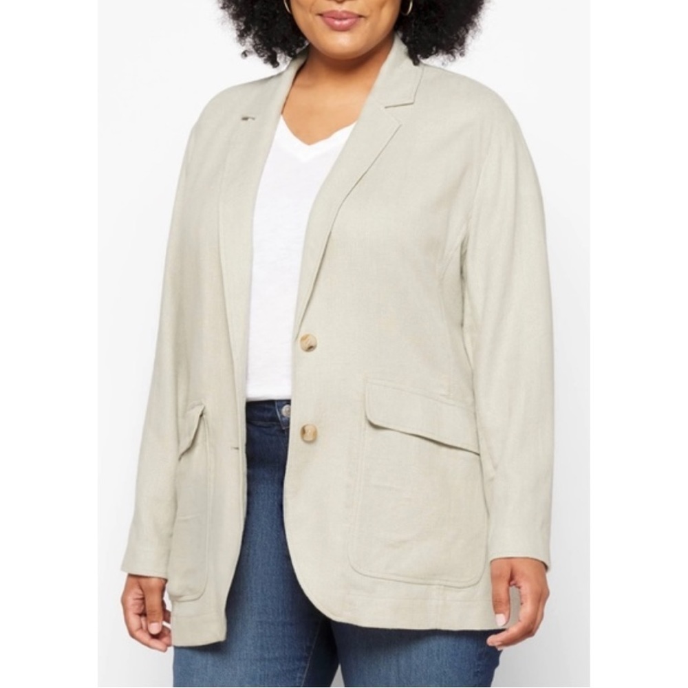 Madewell Linen Blend Breezewoven Larson Blazer Plus Size
